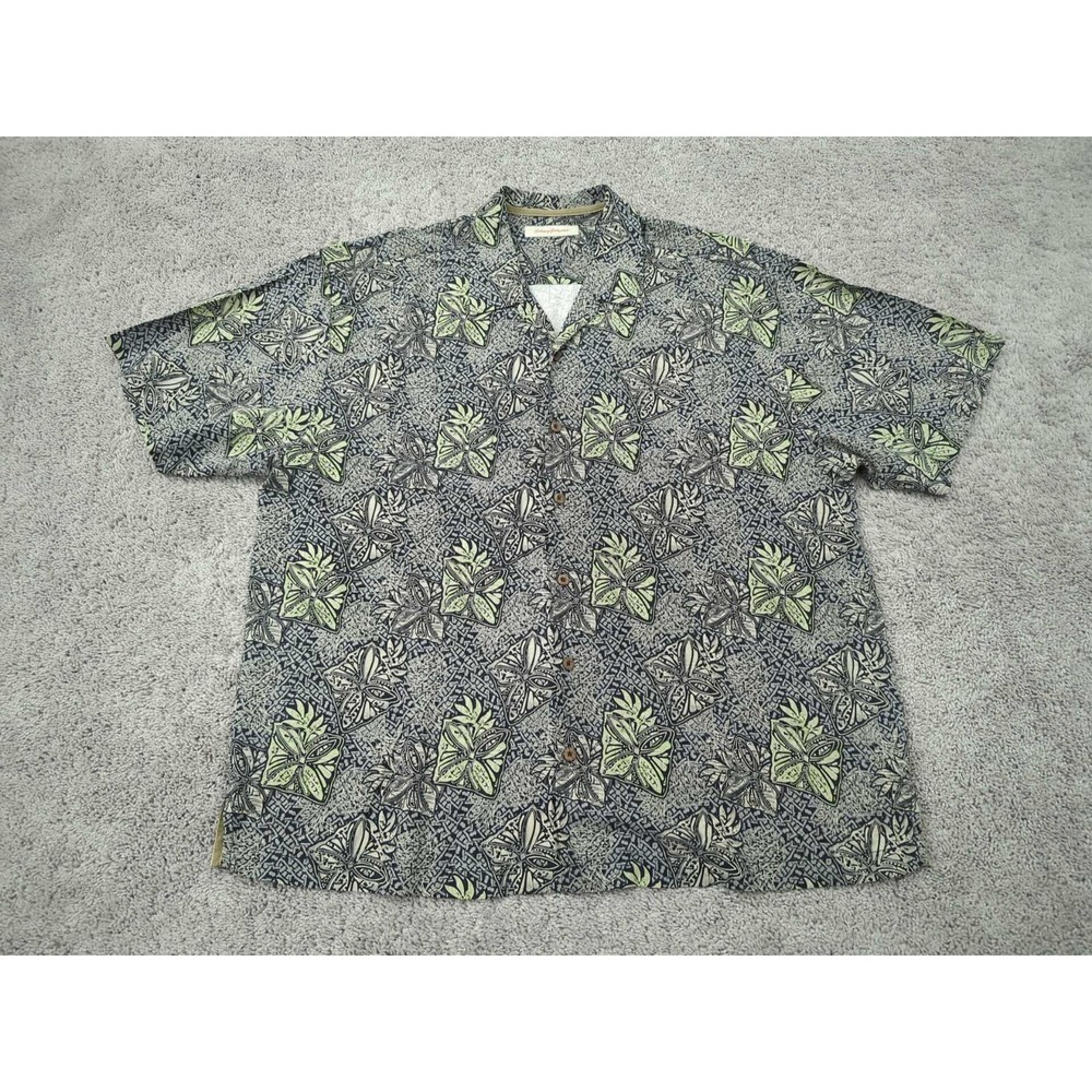 Tommy Bahama Button Up Shirt Mens XXL Floral Tropical 100% Silk Casual